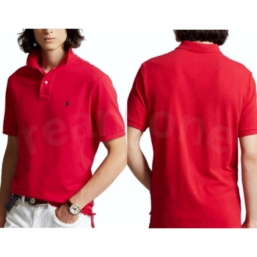 POLO Ralph Lauren Men's Red Solid Mesh Short Sleeve Polo Shirt Size XL